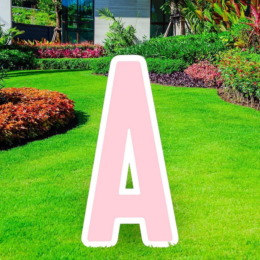 Blush Pink Letter (A) Corrugated Plastic Yard Sign, 30in